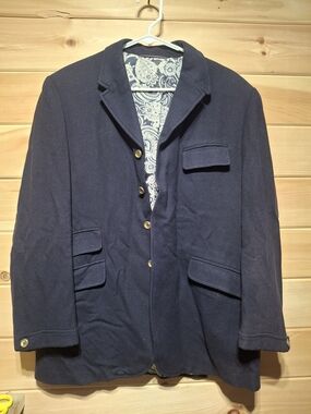 Mens Navy Blue Hunt Coat with Gold-Tone Buttons